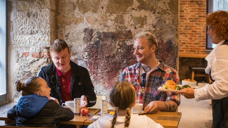 A family visit to the Brewhouse Cafe at Seaton Delaval Hall Northumberland